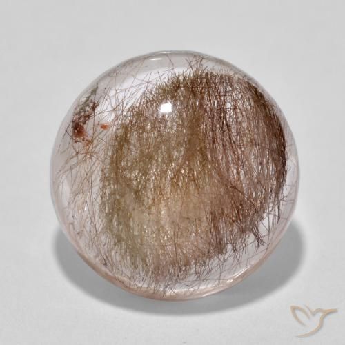 6.73ct Natural claro com marrom Quartzo Rutilo, Redondo, Translúcido