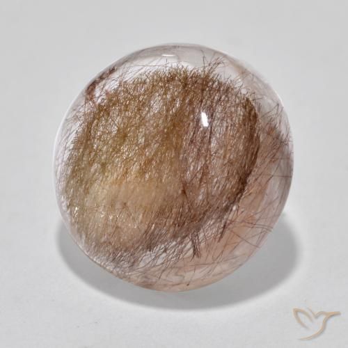 Quartzo Rutilo claro com marrom Natural 6.73ct, Redondo, Translúcido