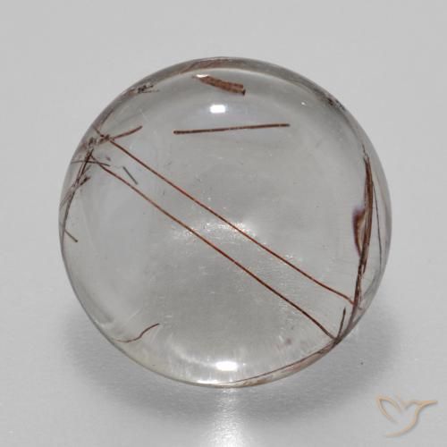6.08ct Natural claro com marrom Quartzo Rutilo, Redondo, Transparente