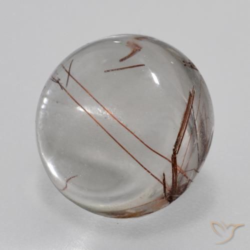 Quartzo Rutilo claro com marrom Natural 6.08ct, Redondo, Transparente