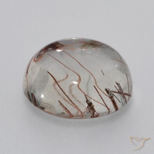 Quartzo Rutilo claro com marrom Natural 6.08ct, Redondo, Transparente