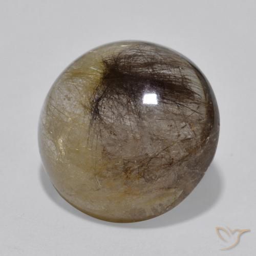 Quartzo Rutilo claro com marrom Natural 5.77ct, Redondo, Translúcido