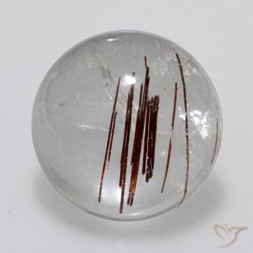 7.00ct Natural claro com marrom Quartzo Rutilo, Redondo, Transparente