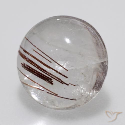 Quartzo Rutilo claro com marrom Natural 7.00ct, Redondo, Transparente