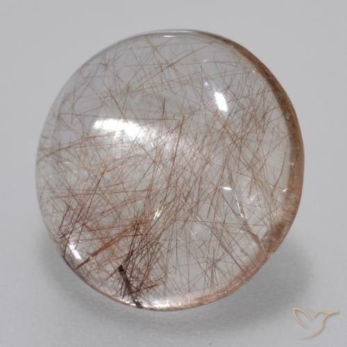 Quartzo Rutilo claro com marrom Natural 5.55ct, Redondo, Transparente
