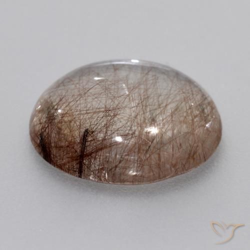 Quartzo Rutilo claro com marrom Natural 5.55ct, Redondo, Transparente