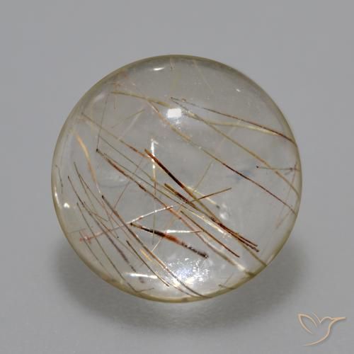 5.93ct Natural claro com marrom Quartzo Rutilo, Redondo, Transparente
