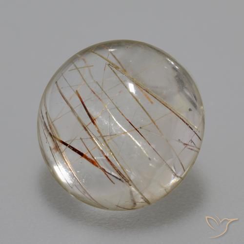 Quartzo Rutilo claro com marrom Natural 5.93ct, Redondo, Transparente