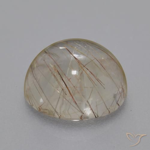 Quartzo Rutilo claro com marrom Natural 5.93ct, Redondo, Transparente