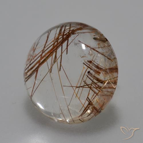 Quartzo Rutilo claro com marrom Natural 6.52ct, Redondo, Transparente