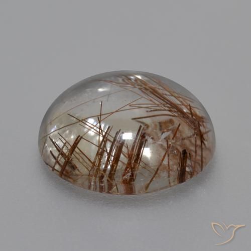Quartzo Rutilo claro com marrom Natural 6.52ct, Redondo, Transparente