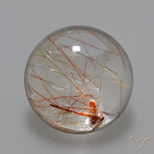 6.20ct Natural Limpar com Cobre Quartzo Rutilo, Redondo, Transparente