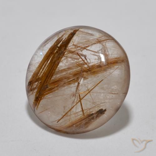 Quartzo Rutilo claro com marrom Natural 4.09ct, Redondo, Transparente