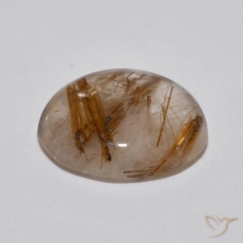 Quartzo Rutilo claro com marrom Natural 4.09ct, Redondo, Transparente