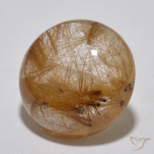 Quartzo Rutilo Castanho Tawny Muito Claro Natural 7.14ct, Redondo, Translúcido