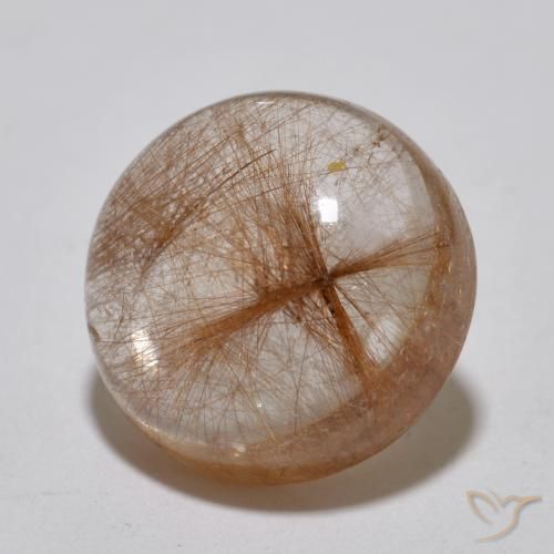 Quartzo Rutilo Castanho Tawny Muito Claro Natural 6.99ct, Redondo, Translúcido