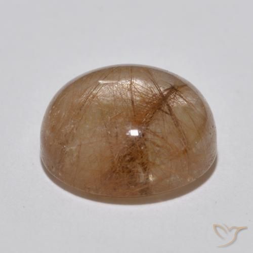 Quartzo Rutilo Castanho Tawny Muito Claro Natural 6.99ct, Redondo, Translúcido
