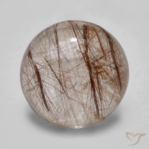 5.01ct Natural claro com marrom Quartzo Rutilo, Redondo, Transparente