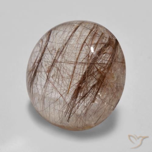 Quartzo Rutilo claro com marrom Natural 5.01ct, Redondo, Transparente