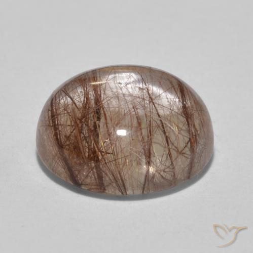 Quartzo Rutilo claro com marrom Natural 5.01ct, Redondo, Transparente