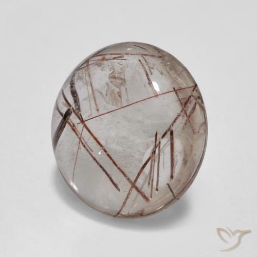 Quartzo Rutilo claro com marrom Natural 3.40ct, Redondo, Transparente