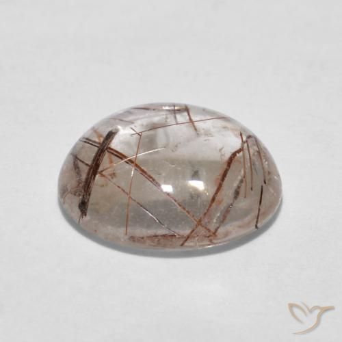 Quartzo Rutilo claro com marrom Natural 3.40ct, Redondo, Transparente