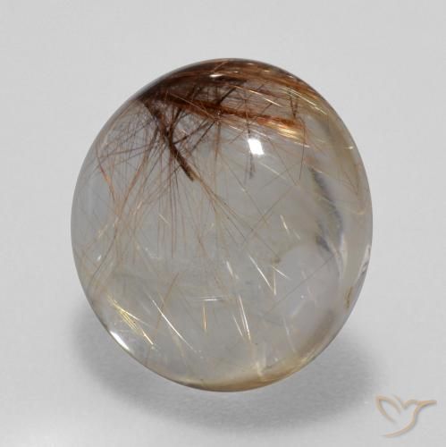 Quartzo Rutilo claro com marrom Natural 5.38ct, Redondo, Transparente