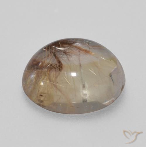 Quartzo Rutilo claro com marrom Natural 5.38ct, Redondo, Transparente