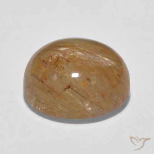 Quartzo Rutilo Marrom Quente Natural 5.67ct, Redondo, Translúcido