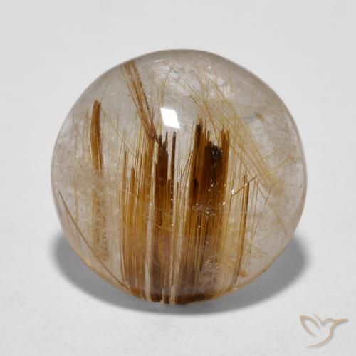4.31ct Natural Marrom Quente Quartzo Rutilo, Redondo, Translúcido