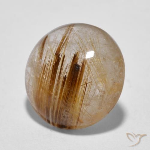 Quartzo Rutilo Marrom Quente Natural 4.31ct, Redondo, Translúcido