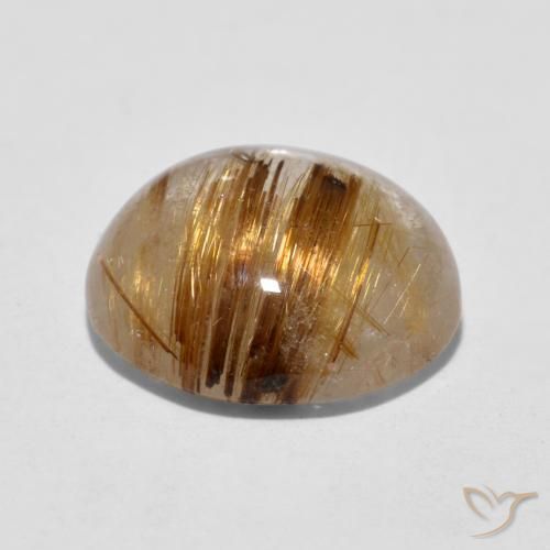 Quartzo Rutilo Marrom Quente Natural 4.31ct, Redondo, Translúcido