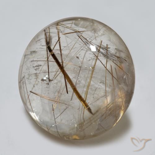 Quartzo Rutilo claro com marrom Natural 5.07ct, Redondo, Transparente