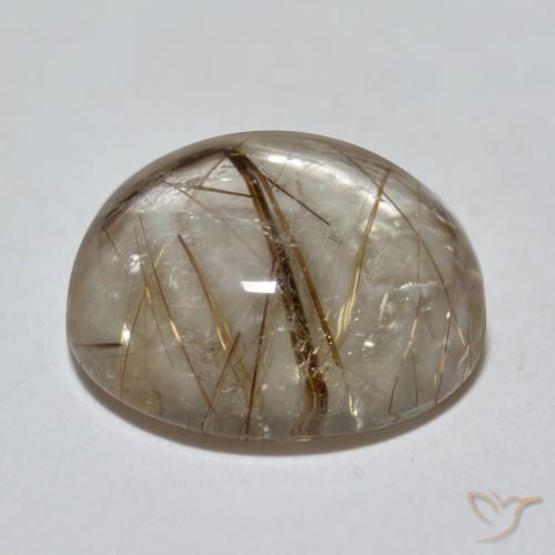 Quartzo Rutilo claro com marrom Natural 5.07ct, Redondo, Transparente