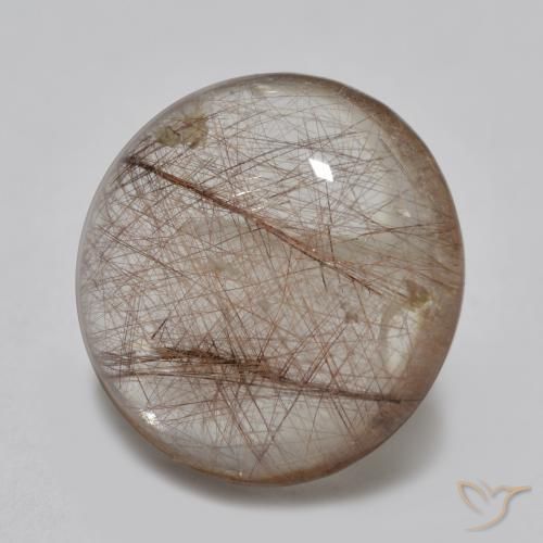 Quartzo Rutilo claro com marrom Natural 3.82ct, Redondo, Transparente