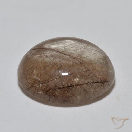 Quartzo Rutilo claro com marrom Natural 3.82ct, Redondo, Transparente