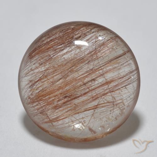 3.96ct Natural Marrom Canela claro Quartzo Rutilo, Redondo, Translúcido