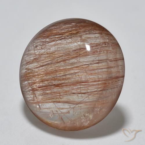 Quartzo Rutilo Marrom Canela claro Natural 3.96ct, Redondo, Translúcido