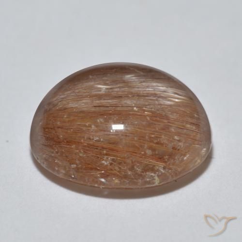 Quartzo Rutilo Marrom Canela claro Natural 3.96ct, Redondo, Translúcido