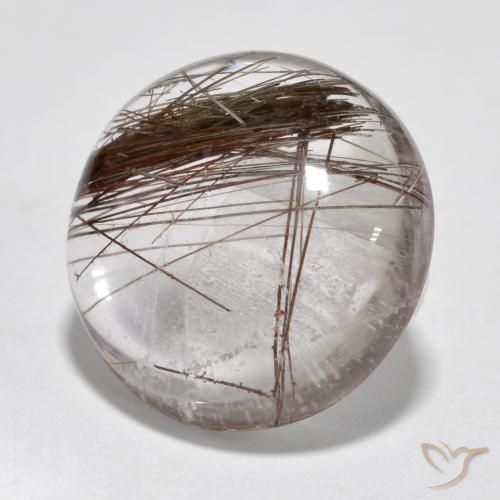 Quartzo Rutilo claro com marrom Natural 6.95ct, Redondo, Transparente