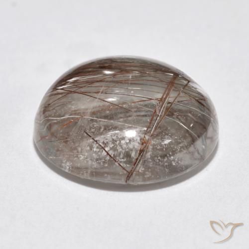 Quartzo Rutilo claro com marrom Natural 6.95ct, Redondo, Transparente