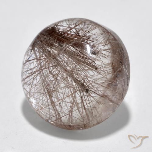 Quartzo Rutilo claro com marrom Natural 6.05ct, Redondo, Translúcido