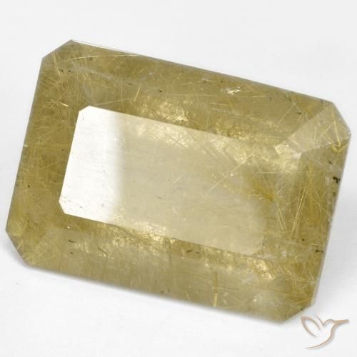 Quartzo Rutilo Luz Dourada Natural 34.58ct, Corte Octógono / Esmeralda, Transparente