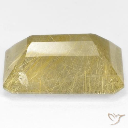 Quartzo Rutilo Luz Dourada Natural 34.58ct, Corte Octógono / Esmeralda, Transparente