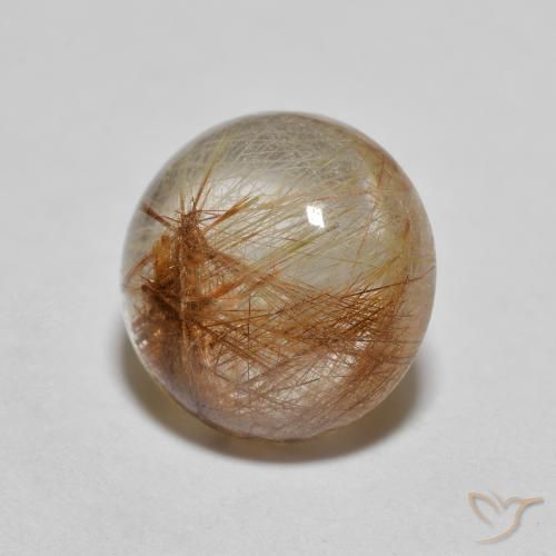 Quartzo Rutilo Castanho muito claro Natural 2.78ct, Redondo, Transparente