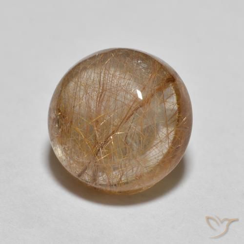 Quartzo Rutilo Marrom Quente Natural 3.21ct, Redondo, Transparente