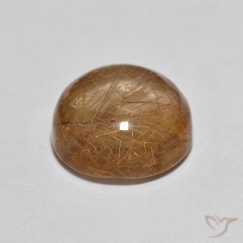 Quartzo Rutilo Marrom Quente Natural 3.21ct, Redondo, Transparente