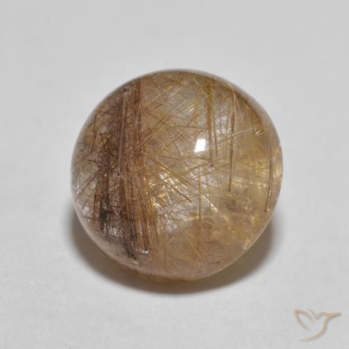 Quartzo Rutilo Castanho Tawny Muito Claro Natural 3.71ct, Redondo, Transparente
