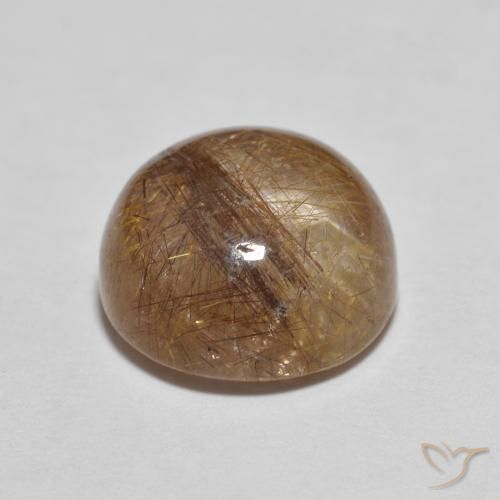 Quartzo Rutilo Castanho Tawny Muito Claro Natural 3.71ct, Redondo, Transparente