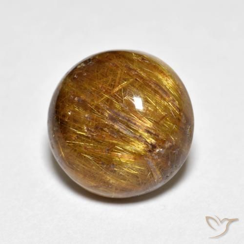 Quartzo Rutilo Marrom Quente Natural 4.60ct, Redondo, Opaco